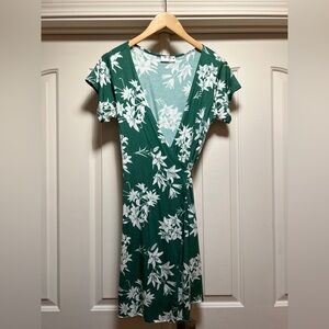 Vermilli Hawaii Green Floral Akela Wrap Dress